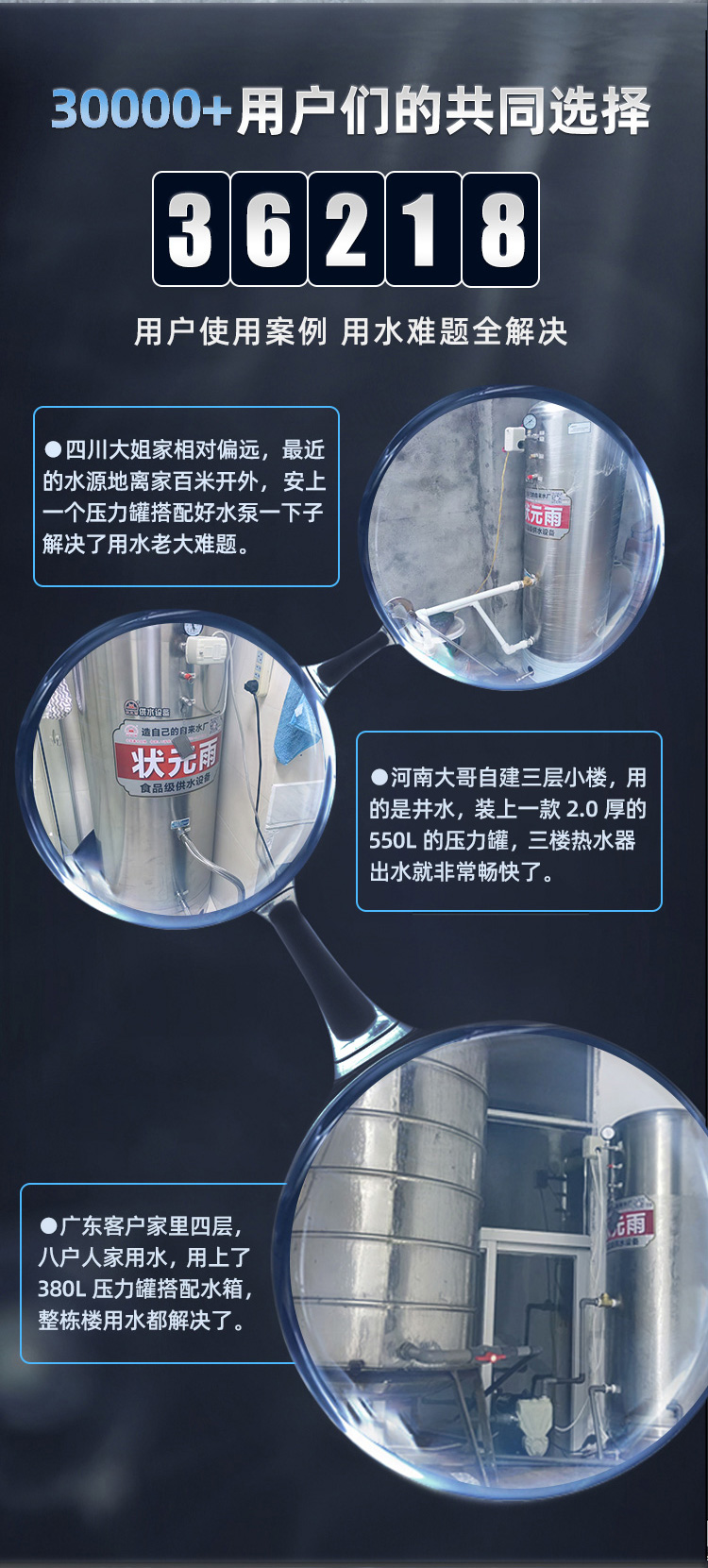狀元雨-304不銹鋼圓座壓力罐